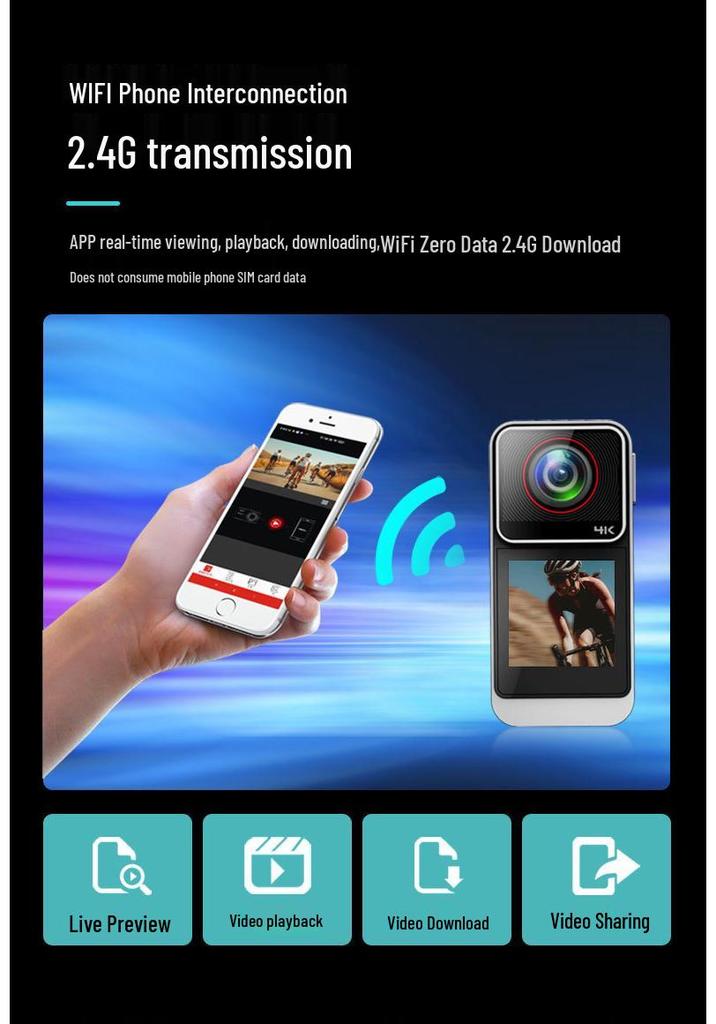 4K HD Waterproof Sports Camera with Anti-Shake, Chest & Head Mounts for Motorcycle & Diving