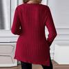Women's Plus Size Casual And Fashionable Square Neck Long Sleeved Slit Top Slit Top