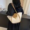 YogodlnsNew Ladies Tote Bag Basket Style Single Shoulder Commuter Bag Pure Color Versatile Handbag Soft PU Material Large Size