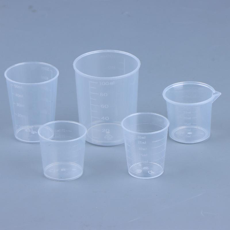 20Pcs Clear Graduated Measuring Cup Mini Plastic Laboratory Beaker Scale Graduated Transparent Mixing Cup Kitchen Baking