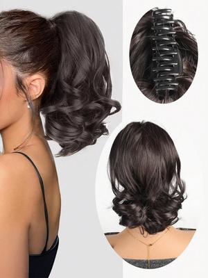 Synthetic 10 Inch Claw Clip Ponytail Extension,Short Loose Wavy Pony Tails Hair Extensions Synthetic Hair Pieces For Women Daily Use
