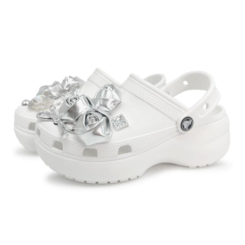 Crocs Classic Platform Clog EVA Retro Fashion Sweet and Simple Hole Shoes Women's White