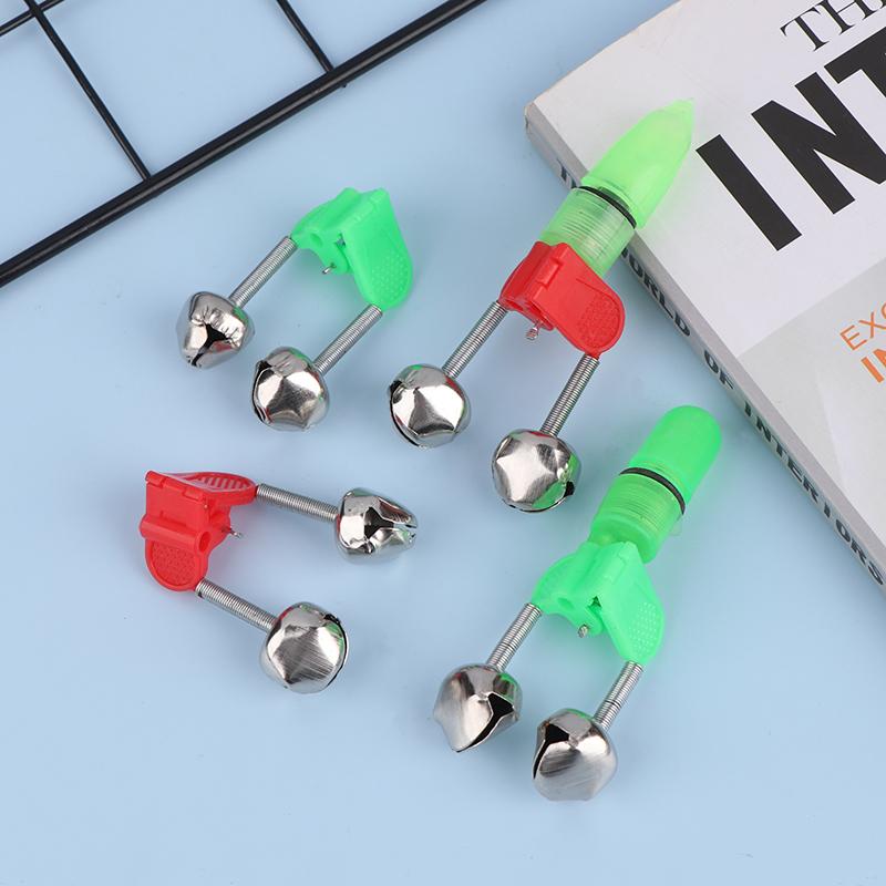10Pcs Fishing Rod Tip Clips Plastic Fishing Bells Clips Night Fishing Fish Bite Bait Alarm Indicator Light With Dual Alert Bells