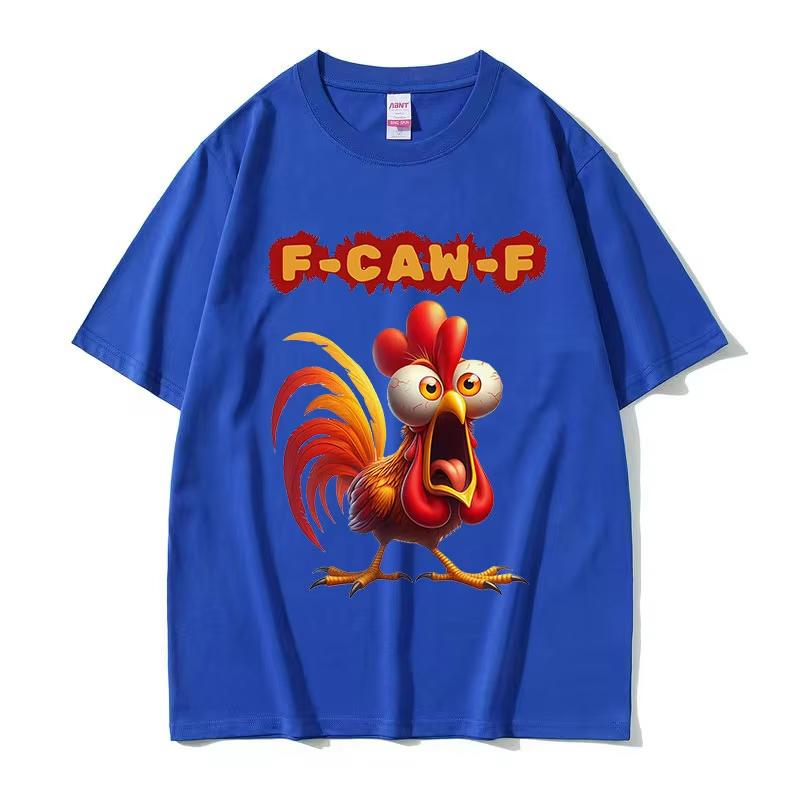 F Caw F Chicken Vtipné kohoutí meme Tričko Pánské Dámské Vintage Vysoce kvalitní Trička z čisté bavlny Letní Ležérní Nadměrné tričko