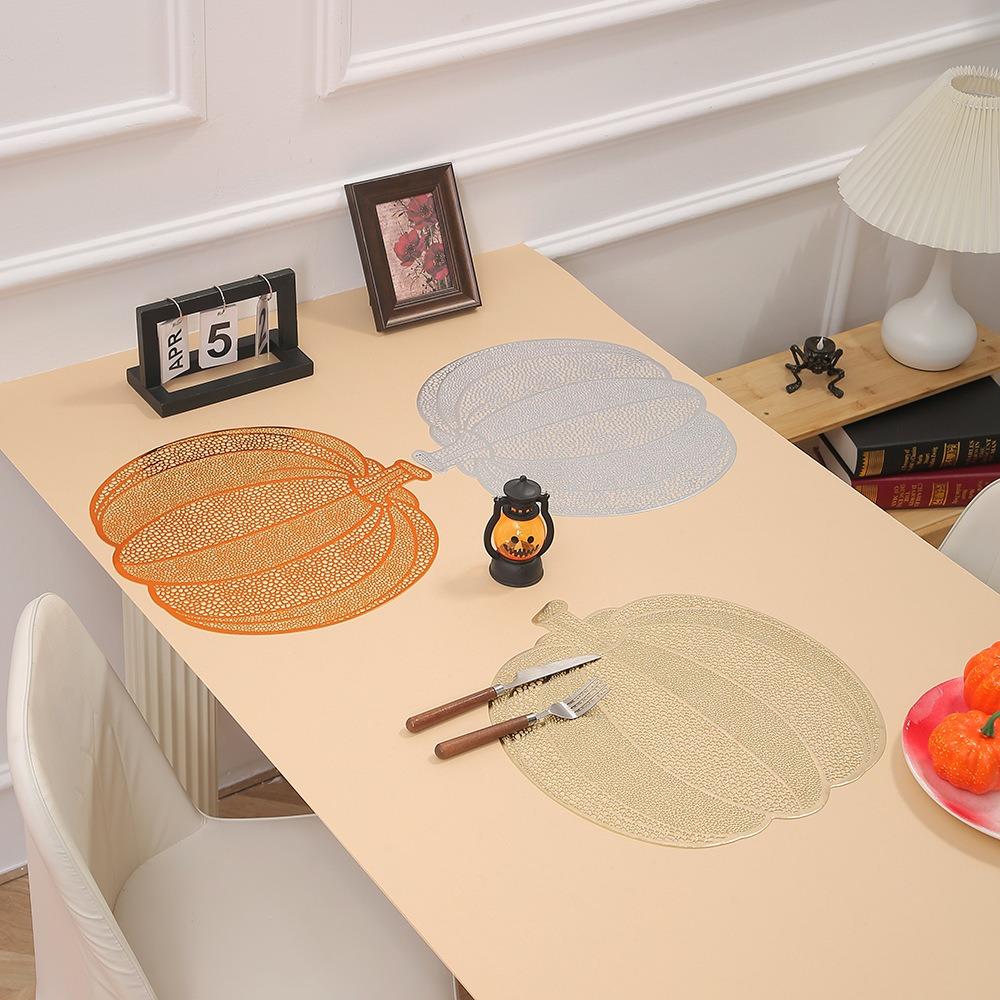4PCS Anti Slip Harvest Festival Pumpkin Dining Mat Waterproof Heat-insulating Coaster Thanksgiving