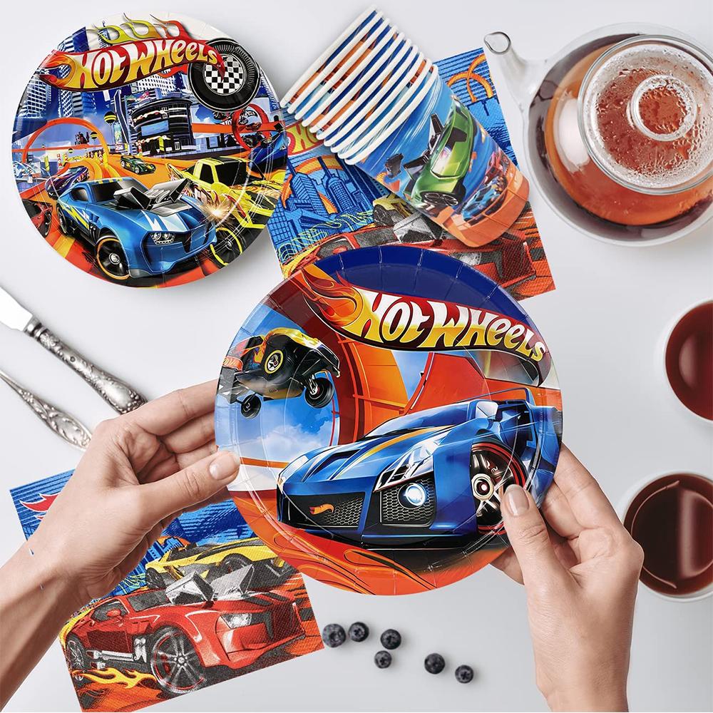 51pcs Hot Wheels Party Dinnerware Set Included Tablecloth Plates Napkins Cups