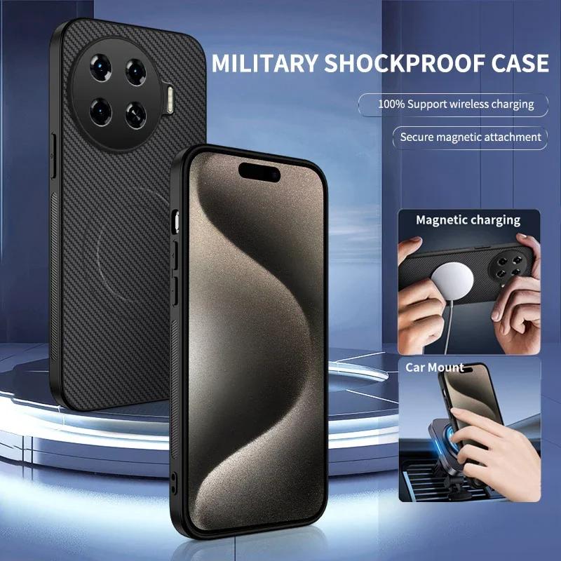 Magnetic Silicone Case For Tecno Spark 20 Pro Plus 20C 4G Wireless Charging Carbon Fiber PU Anti-Drop Soft Cover Phone Cases