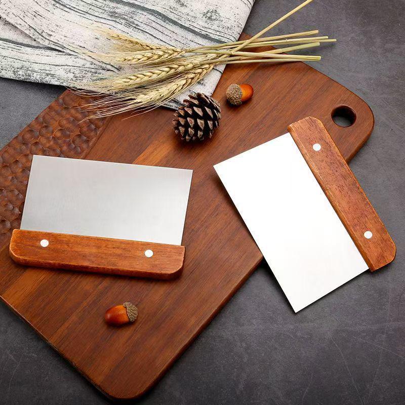 Stainless Steel Dough Scraper with Wooden Handle