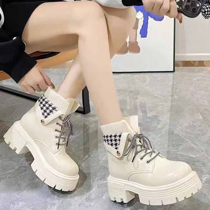 Fashion Round Toe Chunky Woman Short Shoes Autumn Winter Fleece-Lined Booties Fashion 2025 High Quality Sale Trend Ankle Boots for Women