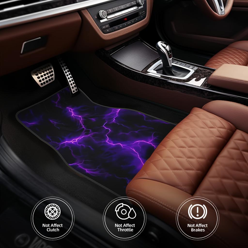 4pcs Purple Lightning Pattern Car Mats - Polyester Material, Suitable for Sedans and SUVs, Stylish Interior Accessories, Gift