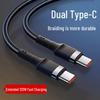 120W Fast Charging Braided Dual Type-C Cable for Huawei Honor PD Flash Charging C-to-C.