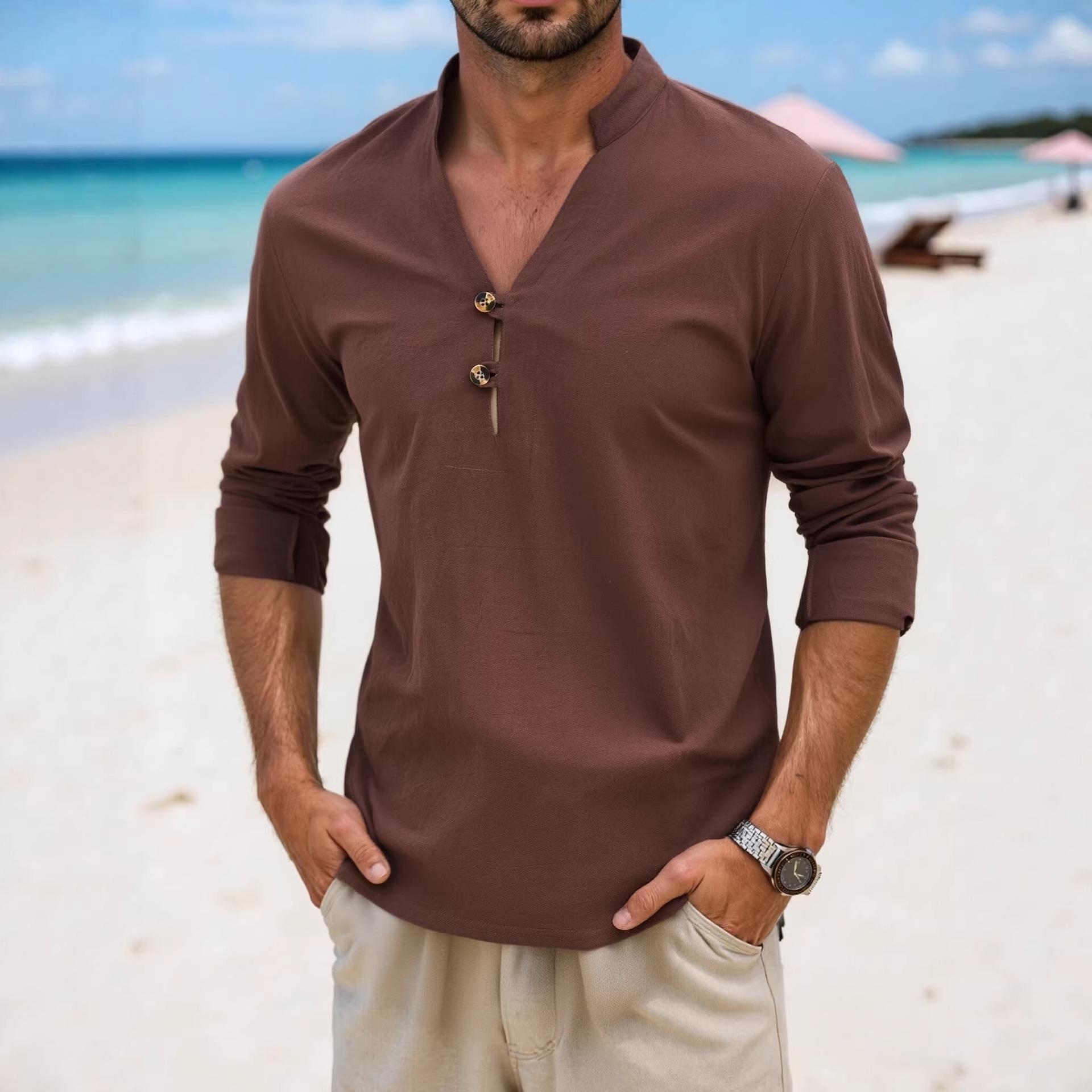 

Men s Linen Stand-up Collar Cardigan, Perfect for Spring and Autumn Commutes L кофейный