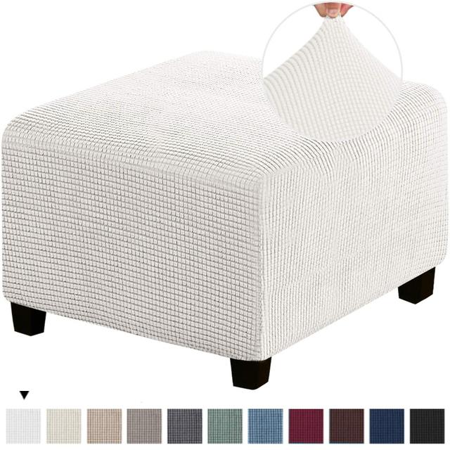 Quadratische Gewebte Jacquard Hockerbezug Elastisch All-Inclusive Hockerbezug Bank Hockerbezug Waschbar Möbel Schutzhülle Hockerbezug