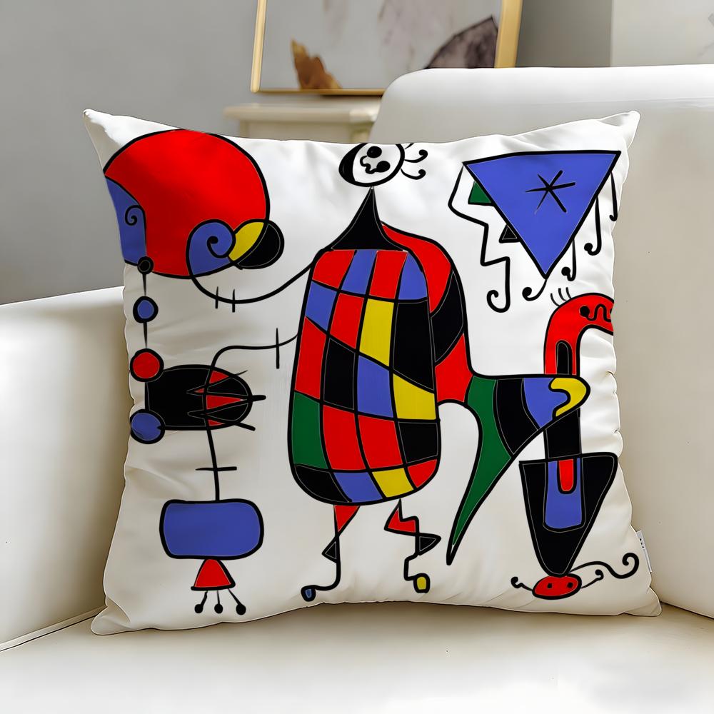 Classic Painter Joan Miro Cushion Cover Soft & Easy-Wash Pillow Case – Versatile for Couch, Bed, Travel and Office