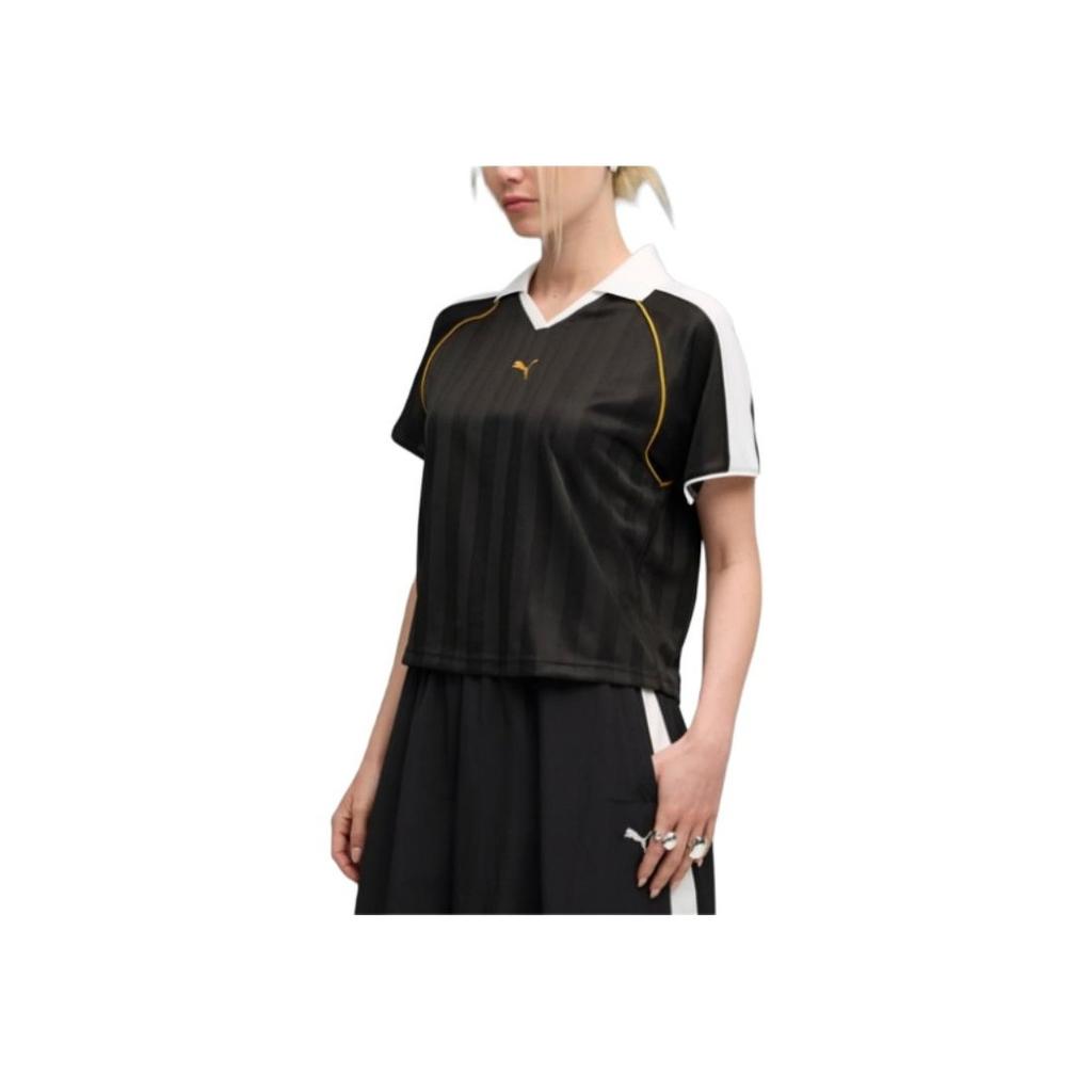 Puma T7 Relaxed Football Polo Logo Short Sleeve T-Shirt Women Tops 633973-01