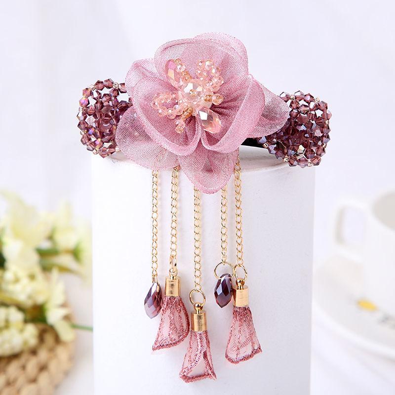 Acrylic Butterfly Tassel Hair Clip - Retro Flower Top & Ponytail Spring Clip