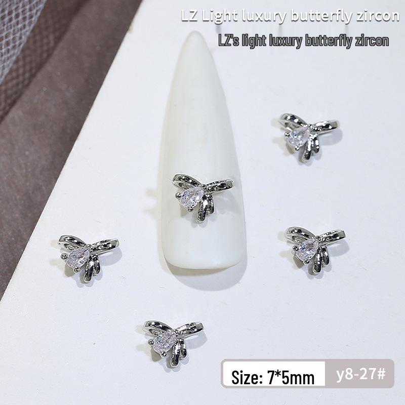 

Silver Bow Zircon Nail Art Jewelry – Wearable Diamond Alloy Nail Accessories