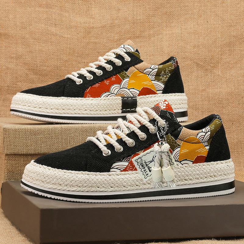 

Canvas shoes men s shoes summer breathable trend corduroy flat shoes men s casual lightweight thin 2025 cloth shoes 44 чёрный