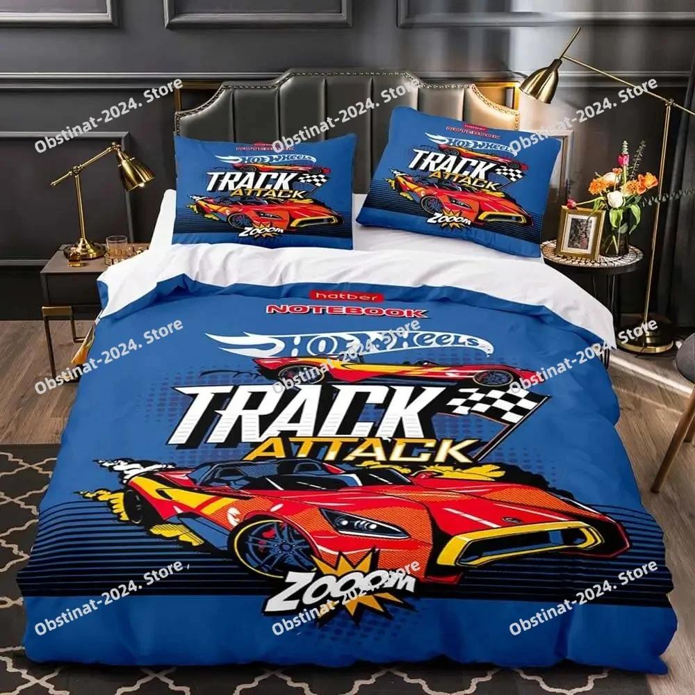 Monster Truck Hot Wheel Povlečení Sada Povlečení s Potiskem s Povlakem na Polštář Potah na Peřinu Měkký Jednolůžko Dvojlůžko Queen Super King Velikost