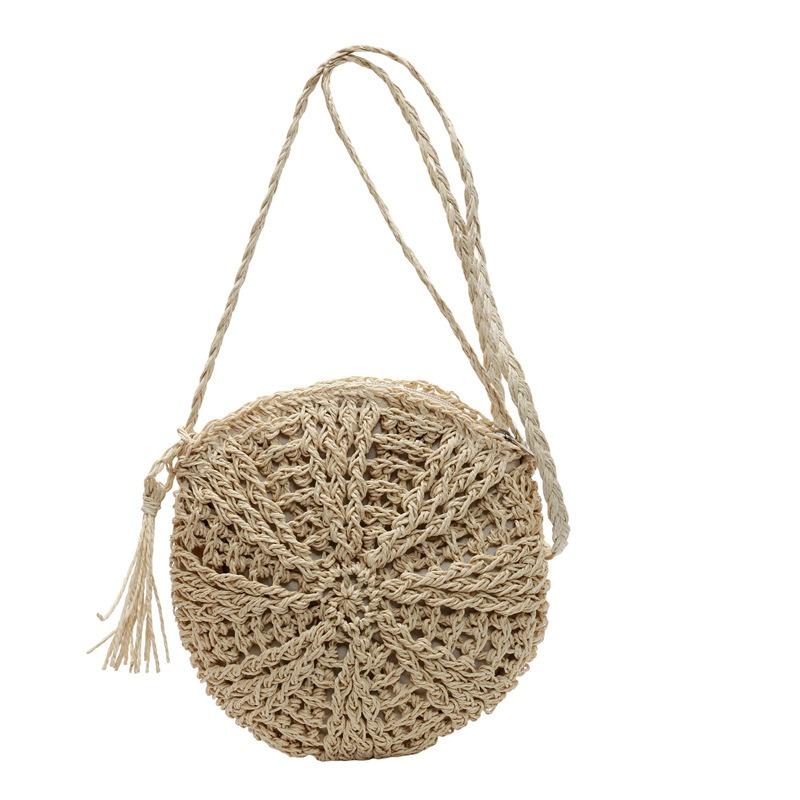 Straw Bag Shoulder Bag Messenger Women's Bag Casual Bag New Temperament Woven Bag Beach Small Round Bag