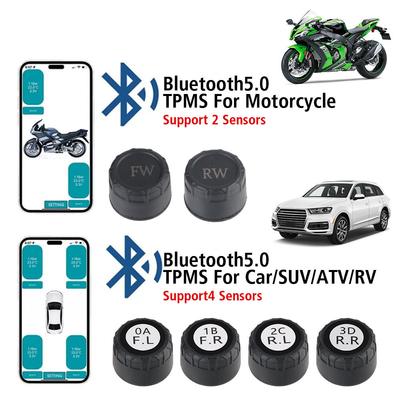 Intelligente TPMS-Sensoren 2/4 Stück für Motorrad / Auto TPMS Reifendruckkontrollsystem APP-Anzeige Reifentester Bluetooth 5.0