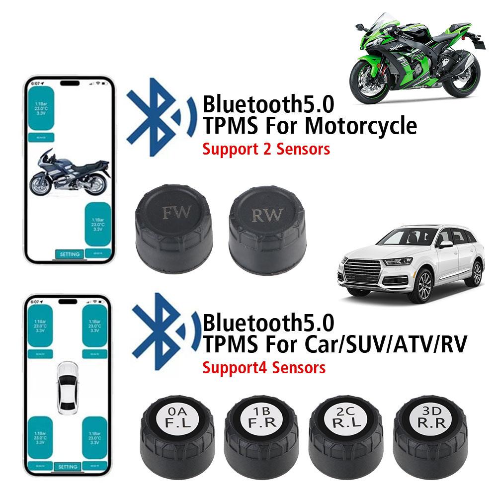 Sensori TPMS Intelligenti 2/4 pezzi Per Motocicletta / Auto Sistema di Monitoraggio Pressione Pneumatici TPMS Display APP Tester Pneumatici Bluetooth