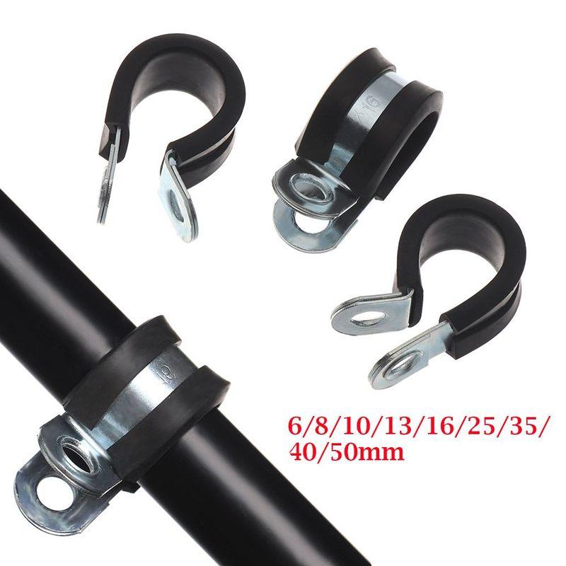 10Pcs Durable Useful Electrical Fittings Hardware Rubber Lined P Clips Cable Fasteners Pipe Mounting Fix Wiring Hose Clamp