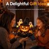 Halloween Porch Lighting Solar Pumpkin Garden Stake Light, Waterproof LED Yard Decoration with Automatic Dusk To Dawn Light Wizard Hat And Ghost,