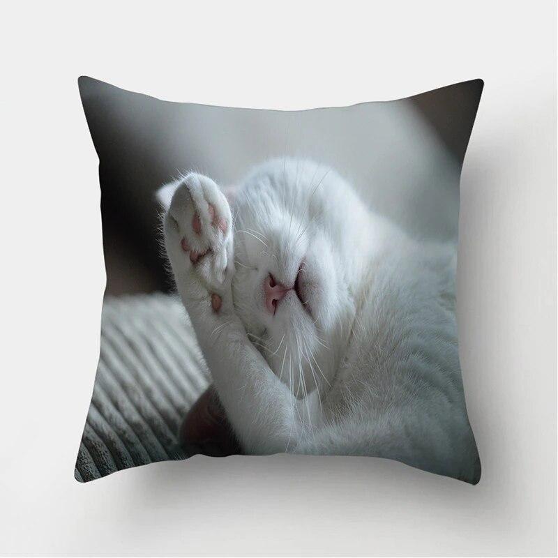 Cute Cat Print Decorative Cushion Pillowcase  Cover Pillow Sofa Living Room