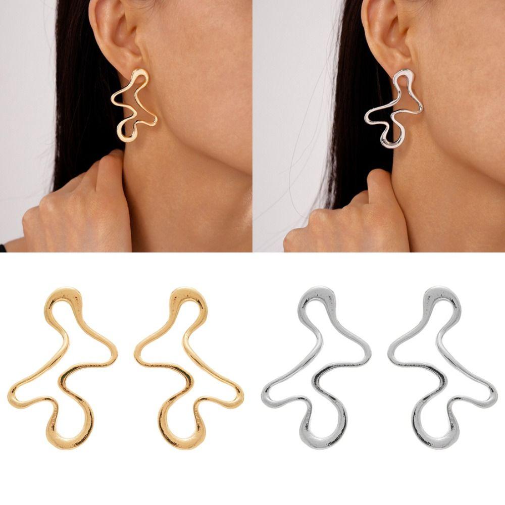 Hollow Geometry Irregular Hollow Earrings Punk Statement Earrings  Fashion Accessories