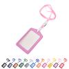 Vertical Transverse Plastic Id Name Card Holder Work Badge W/ Lanyard