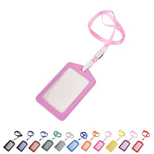 Vertical Transverse Plastic Id Name Card Holder Work Badge W/ Lanyard