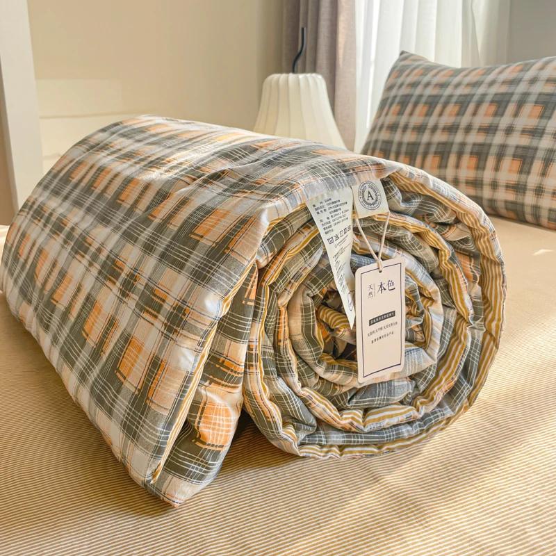 Cotton Summer Quilt Air Conditioning Quilt Soybean Fiber Filling Thin Comforter Nordic Ins Style Duvet Blanket Bed Four Seasons