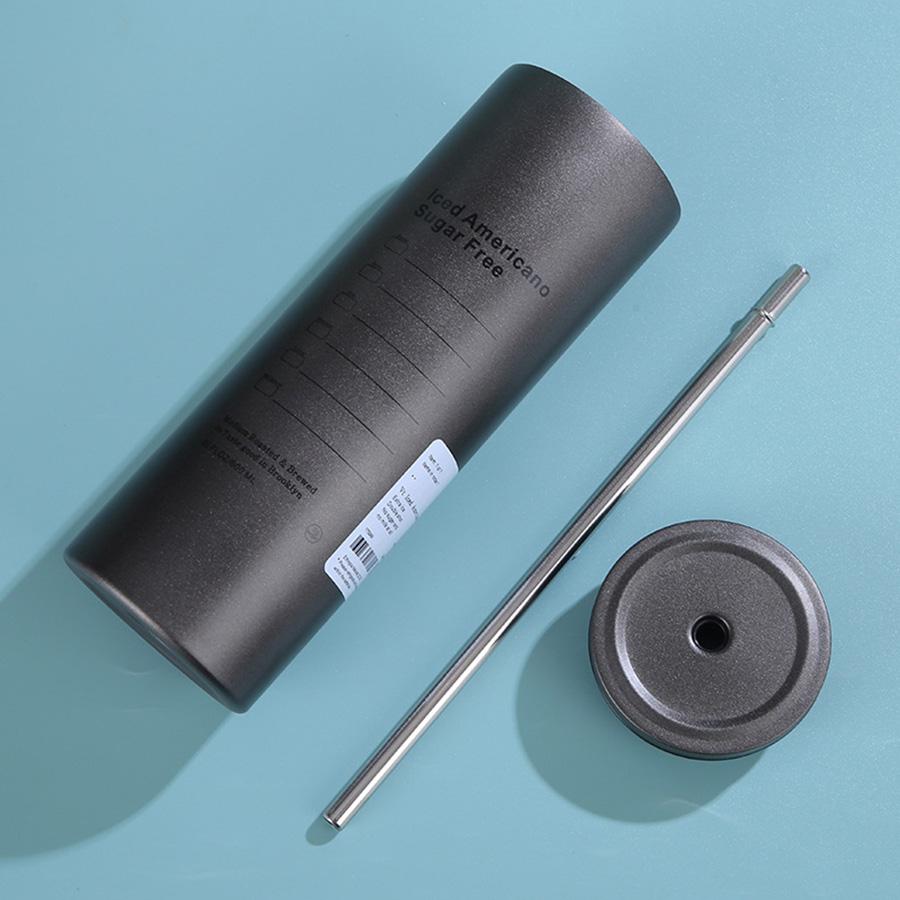 Termoska na kávu z nerezové oceli 304 s dvojitou vrstvou, chladicí slámka, přenosná, opakovaně použitelná, ledová, americká, láhev na vodu