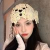Ethnic Style Crochet Flower Knitted Hat Hollow Out Beanies Knit Cap Handmade Korean Apparel Accessories