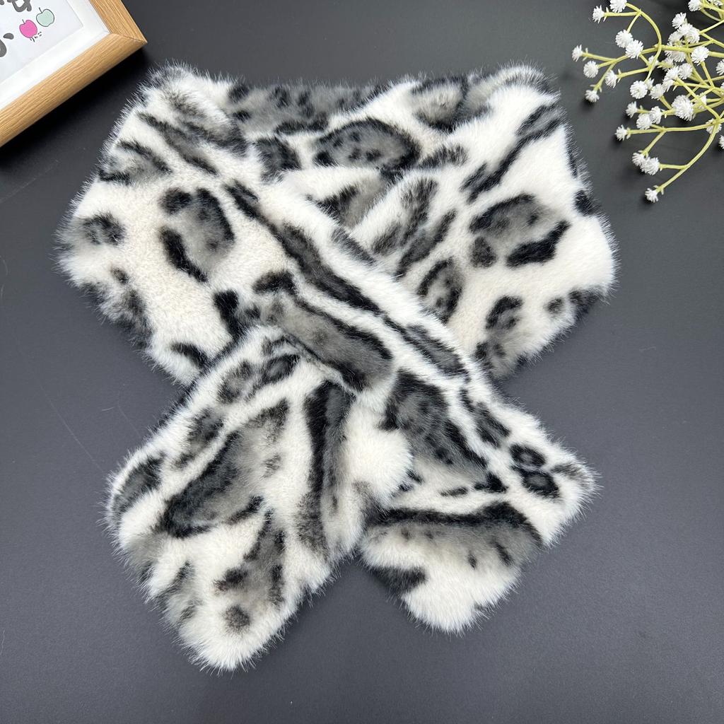 Imitation Mink Fur Scarf Men's and Women's Winter Thickened Warm Scarf Soft Plush Solid Color Simple Scarf