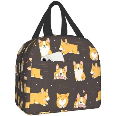 Bolsa de Almuerzo Kawaii Corgi Bolsa Tote Refrigeradora Bolsa de Almuerzo Aislada Bolsas de Almuerzo Térmicas para Mujeres Picnic Paseo en Barco Playa Pesca Trabajo Escuela