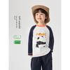 Right European Style Boys' Color-Block Long-Sleeve T-Shirt, Children's Pure Cotton Spring 2026 New Model, Baby Antibacterial Casual Top