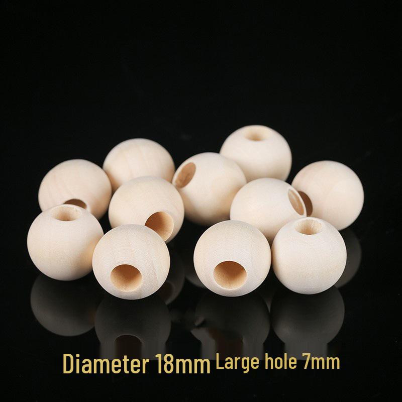 Maple Wood Large Hole Beads for DIY Bracelets - Round Accessories in Drawstring Bag
