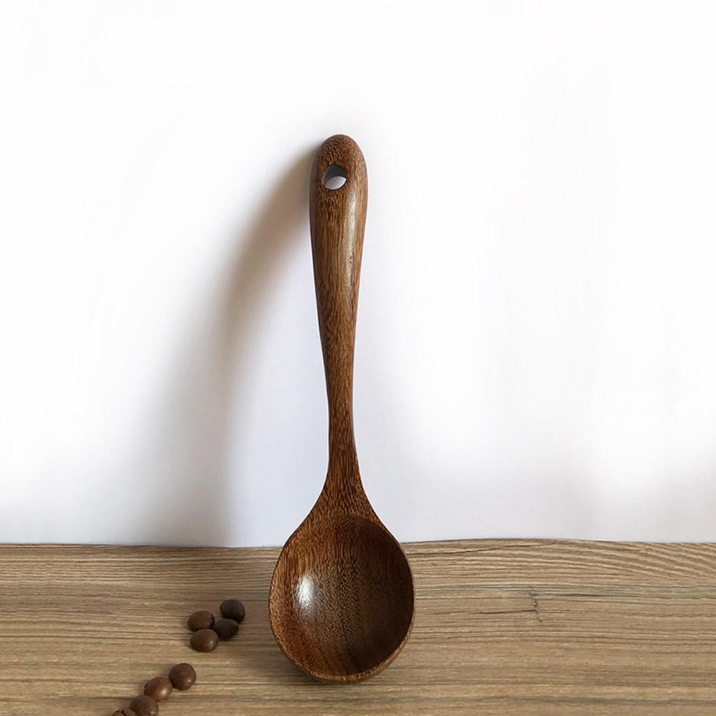 Small Size Wooden Kitchen Gadget Curved Handle Soup Ladle for Easy Washing Leak Proof Cooking Scoop Ideal for Home Restaurant