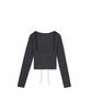 NO EXTRA TOUCH Bustier Layered Long Sleeve Tee (Charcoal) / 26Fwts003Ch