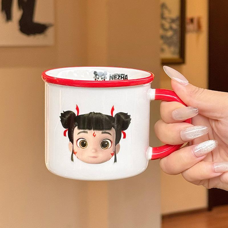 Керамический кубок Нечжа мультяшный бытовой стакан для питья мужской и женский студенческий стакан для завтрака офисный стакан для молока и кофе Nezha series
