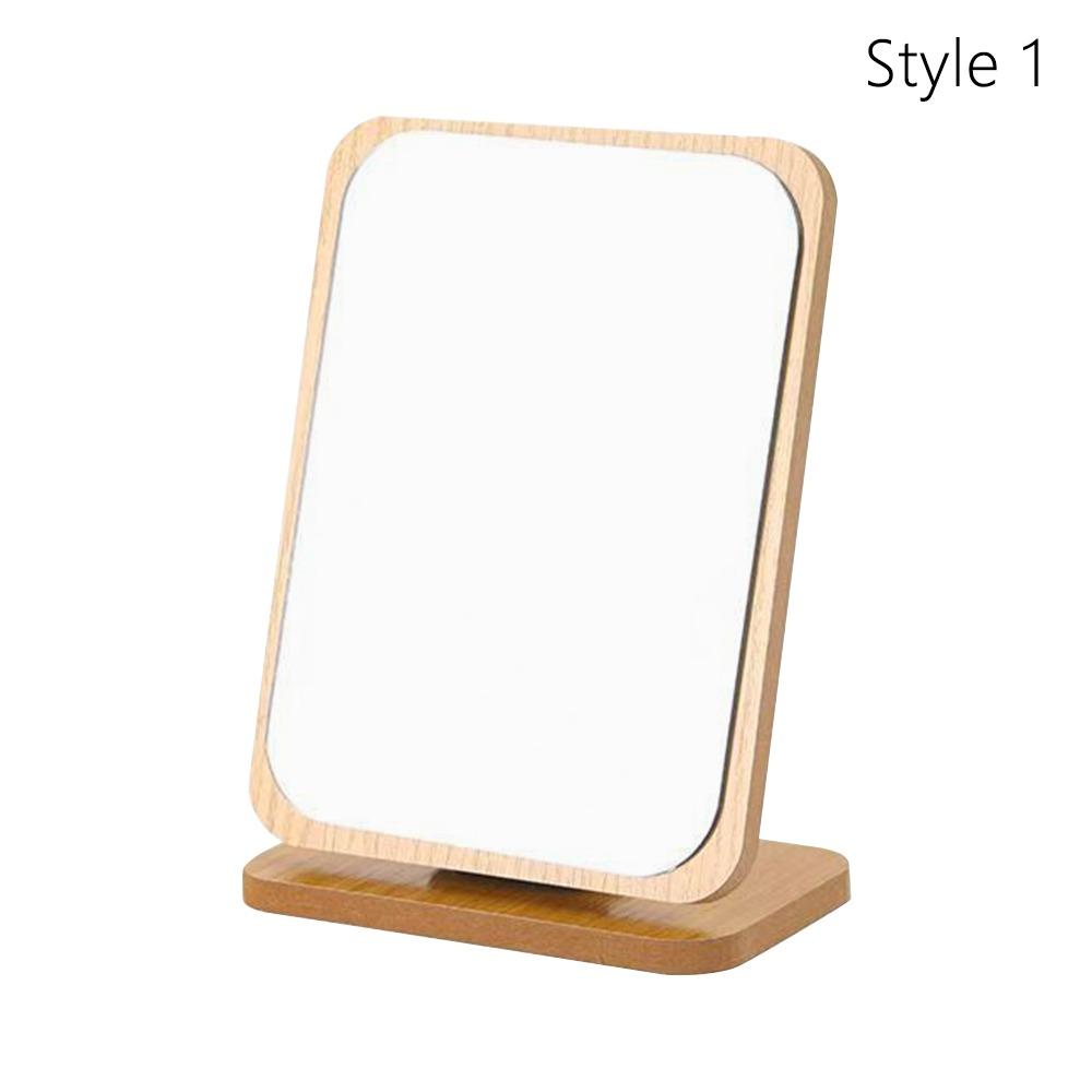 Portable Wooden Vanity Mirror Single Sided Rotating Desktop Mirror HD Folding Design Cosmetic Mirror Design Perfect for Home