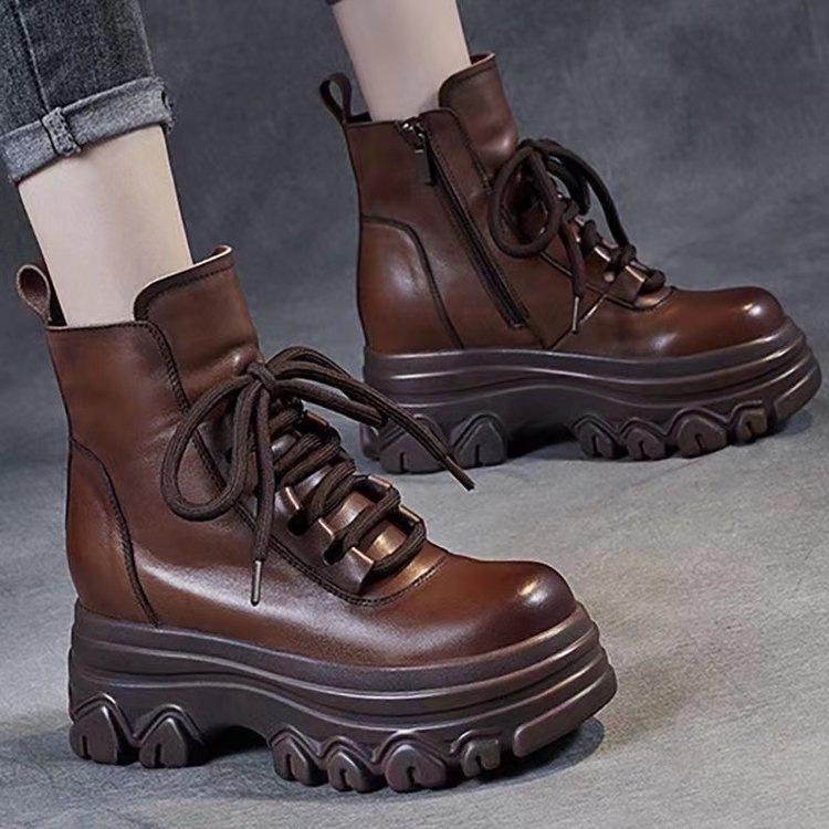 Thick-soled soft-soled heightening Martin boots New velvet warm cotton boots Skinny non-slip snow short boots