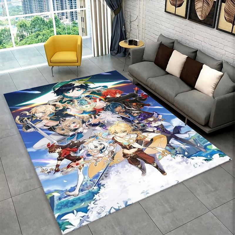 

New Genshin Impact Cartoon Game Carpet Rug for Bedroom Living Room Sofa Playroom Doormat Home Decor,Kid Area Rug Non-slip gift 40x60cm