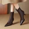 Krazing Pot Microfiber Autumn Winter Shoes Stiletto Thin High Heels Big Size 40 Modern Boots Pointed Toe Keep Warm Zip Ankle Boots