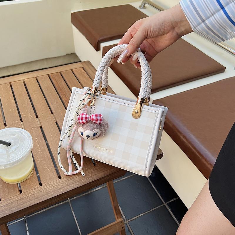 Simple plaid small bag women's new fashion commuter small square bag summer versatile shoulder messenger bag