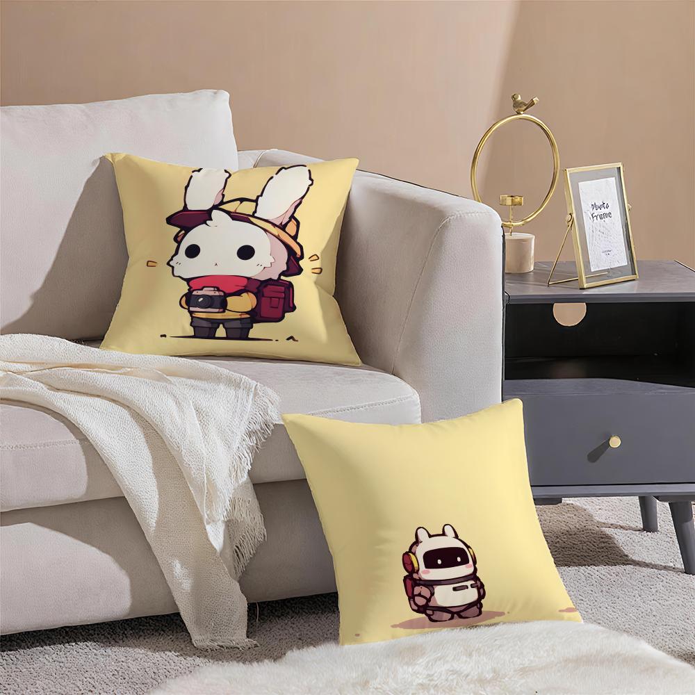 Casual Daily Cute Rabbits Dresses In Different Cushion Cover Linen Pillow Case Soft Breathable Protective Couch Room Decoration
