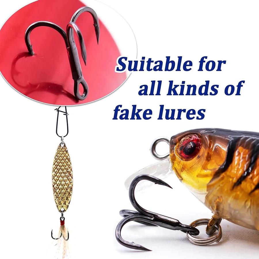 6 Times Treble Hooks for Big Game 50/20pcs Bluefish Salmon Kingfish 8# 6# 4# 2# 6X Strong Treble Sea Fishing Hooks for Saltwater