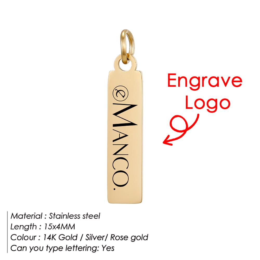 e-Manco Custom Tags Stainless Steel Charms for Necklace Bracelets 6 Sizes to Choose